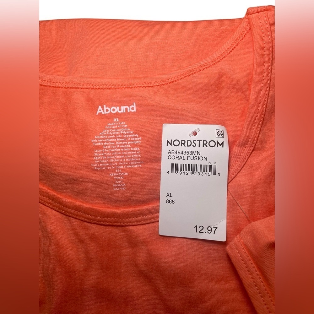 Abound Coral Sleeveless Tank Top XL New | Cotton Blend Casual Tunic - Picture 4 of 5